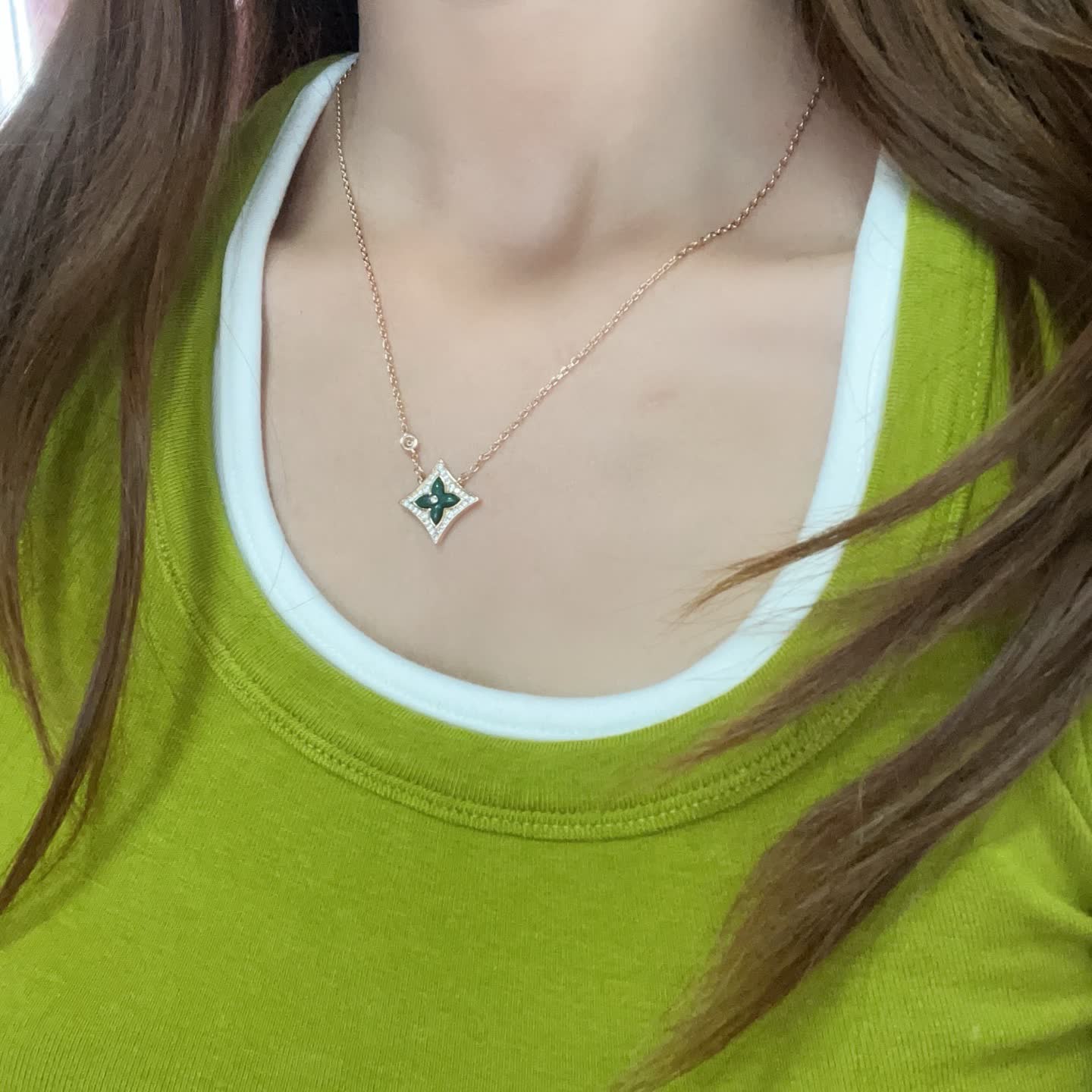 Louis Vuitton Gold and Diamond Flower Pendant Necklace